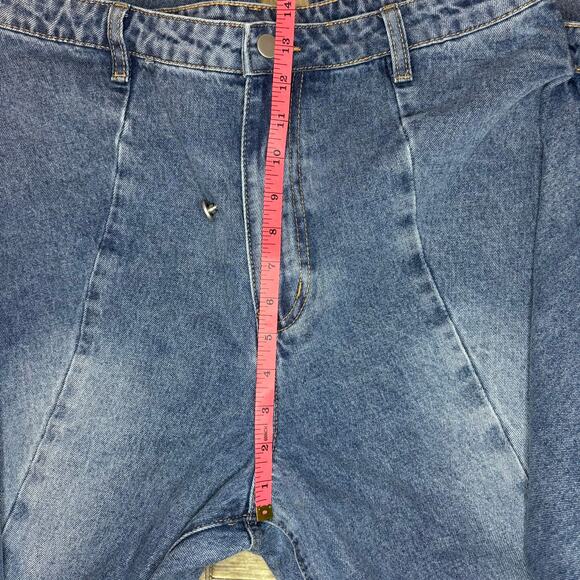 NWT Womens Y2K Asymmetrical Wrap Waist Extra Wide Leg Jnco Style Jeans Sz L - Picture 7 of 11